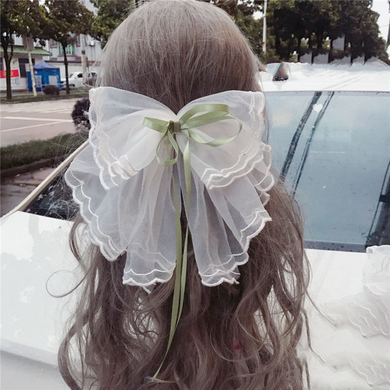 Japanese Soft Girl Lolita Sweet Bow Hairpin Ponytail Hairpin Female Top Clip Headdress