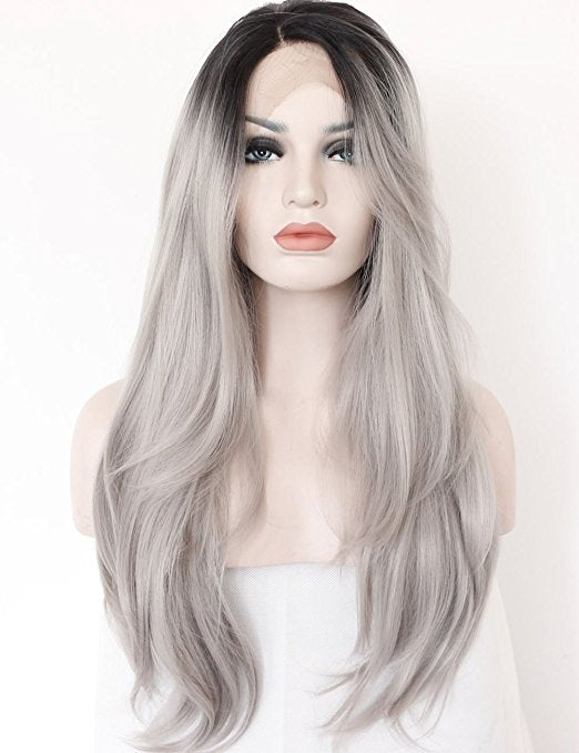 Grey hand hook lace wig