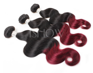 Xuchang real person wig Brazil hair curtain dice curtain wine red two-color body wave hair curtain one generation