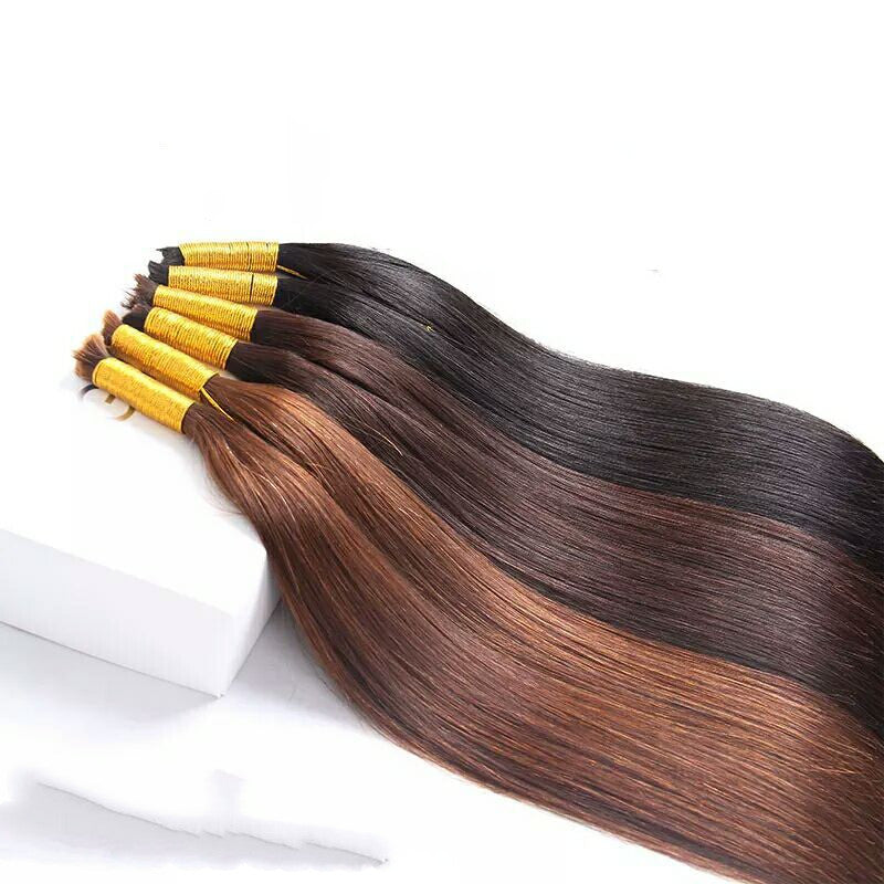 Braided crystal wire buckle long straight hair wig female