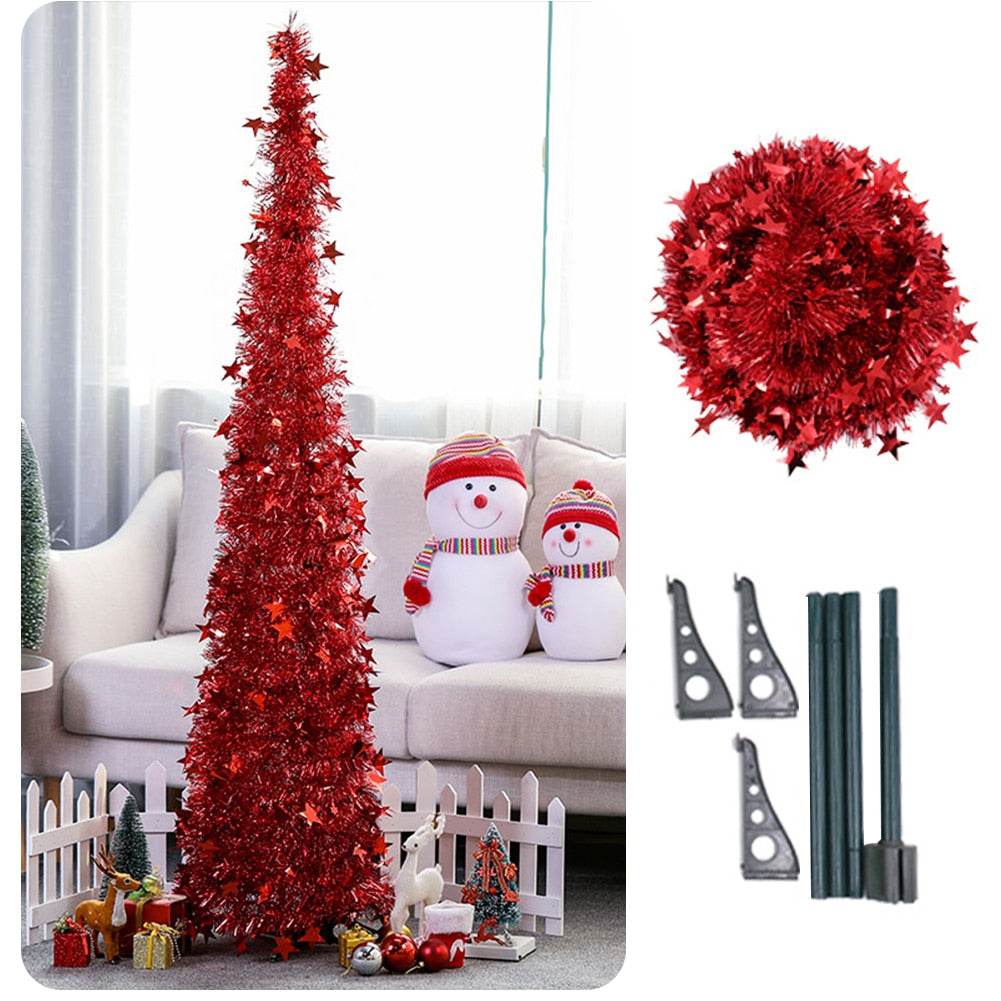 Artificial Tinsel Pop Up Christmas Tree with Stand Gorgeous Collapsible Artificial Christmas Tree for Christmas Decorations