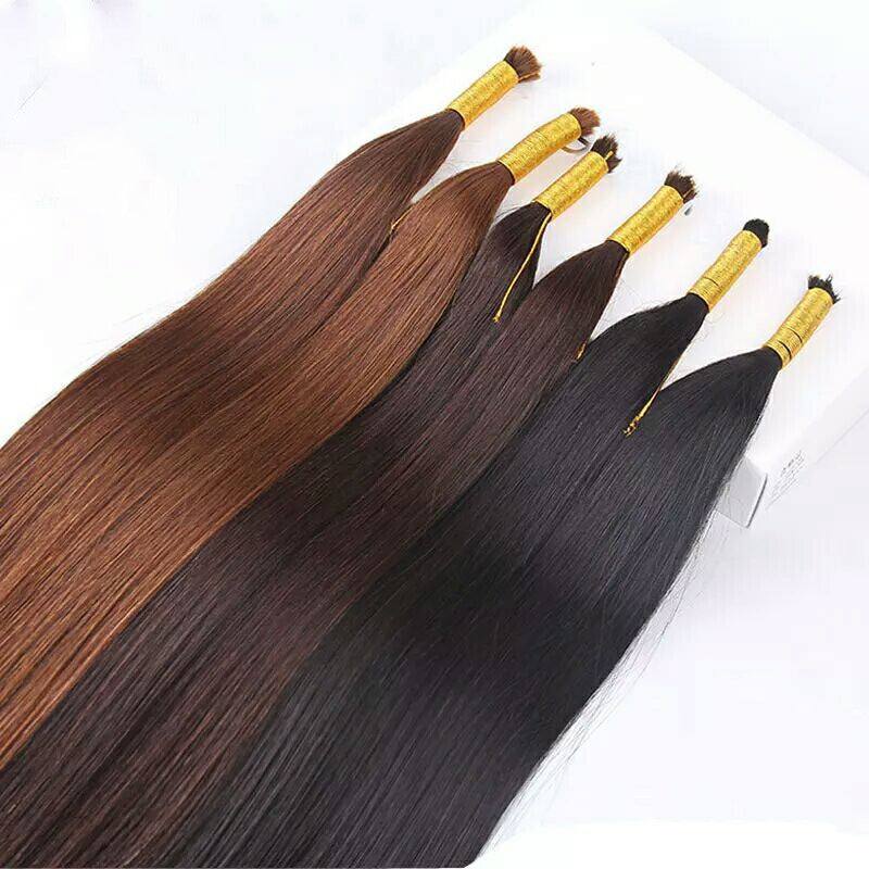 Braided crystal wire buckle long straight hair wig female