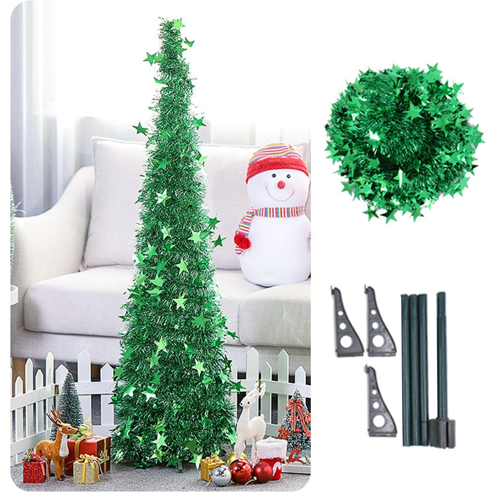 Artificial Tinsel Pop Up Christmas Tree with Stand Gorgeous Collapsible Artificial Christmas Tree for Christmas Decorations