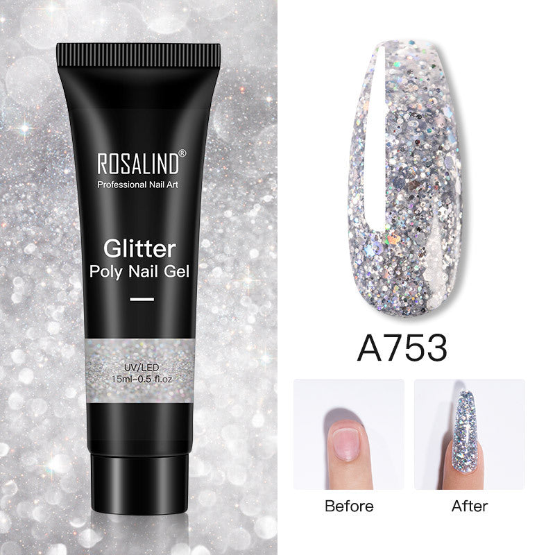 Glitter Poly Nail Gel Extension 15ml Gel Polish All For Manicure Poly Builder Gel Semi Permanent Soak Off Nail Art