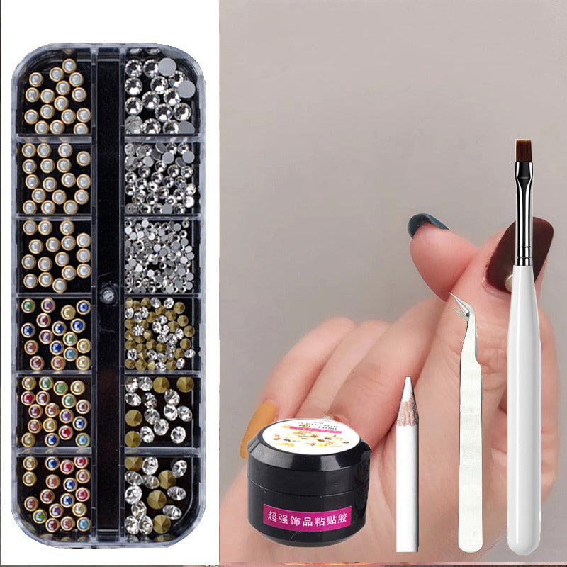 Metal Rivets Rhinestone Nail Decorations Mixed Box