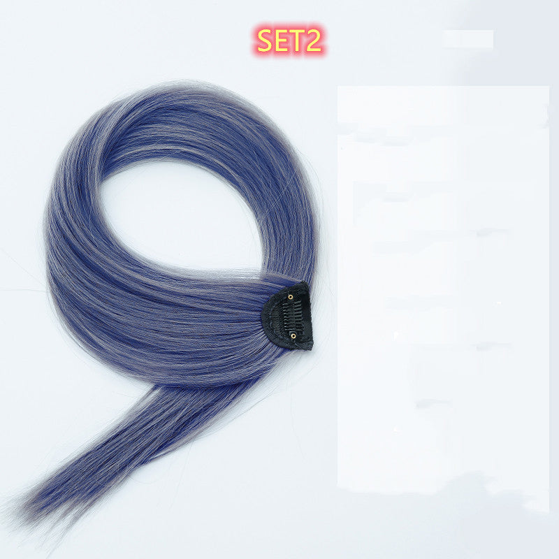 Gradient Color Straight Hair Piece High Temperature Silk Curly Hair