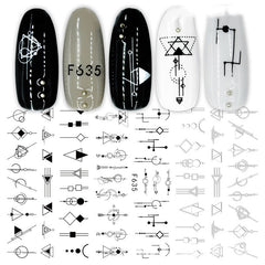 Cross-Border Nail Stickers New Japanese European And American 3D Hot Stamping Full Stickers Black And White Rose Heart-Shaped Ink Nail Decals