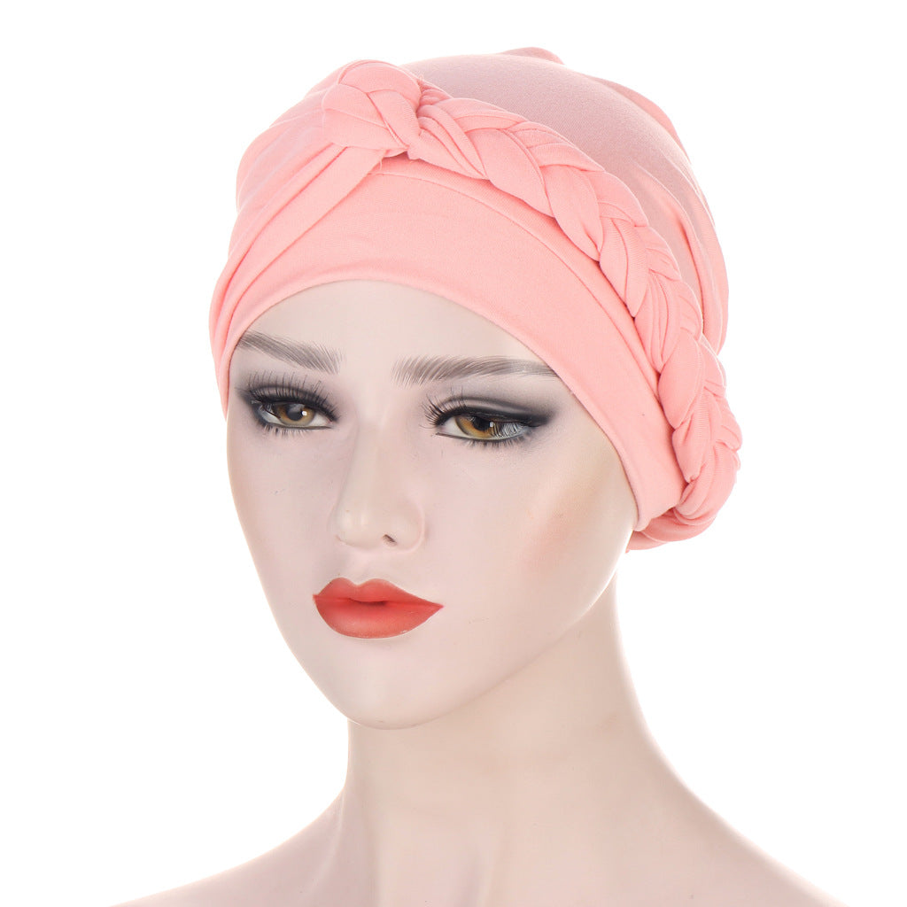 AliExpress New Side Braid Multicolor Soft Turban Hat Muslim Chemo Hat