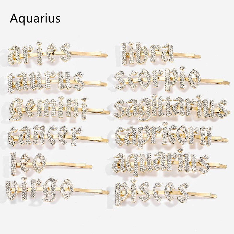 Constellation Word Clip English Character DIY Hairpin Hair Accessories Personalized Custom Wholesale