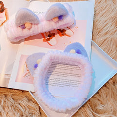 Three-dimensional Plush Cat Ears Headband Ladies Face Wash Makeup Hair Band