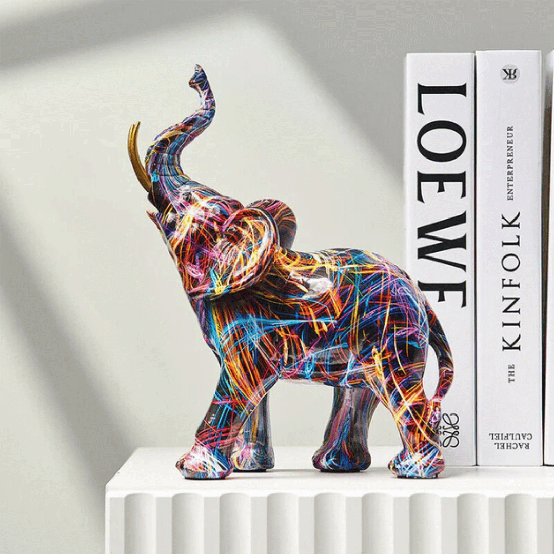 Abstract Graffiti Elephant Figurine