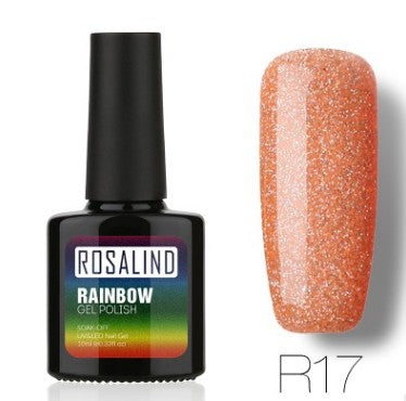 Nail free, long-lasting, non-toxic, nail polish, ROSALIND phototherapy glue, star studded rainbow system.