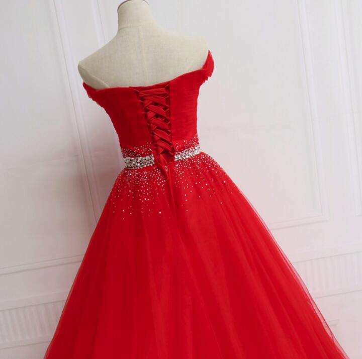 Beautiful Red Party Dress, Red Tulle Prom Dress , Lovely Formal Gowns