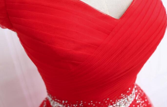 Beautiful Red Party Dress, Red Tulle Prom Dress , Lovely Formal Gowns