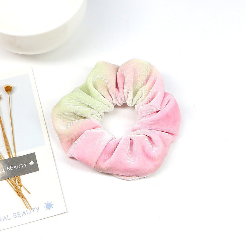 Rainbow color fleece hair ring