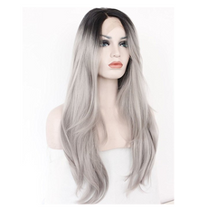 Grey hand hook lace wig