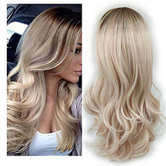 uropean and American fashion white female partial points in the wig bangs dyed long curly hair