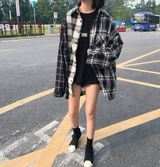 3 Colors Long Sleeve Plaid Blouse Shirt