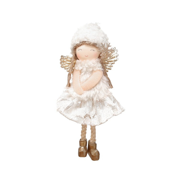 Christmas Lace Angel Doll Christmas Tree Small Pendant Lift Snowflake Girl Christmas Show Window Decorations Accessories