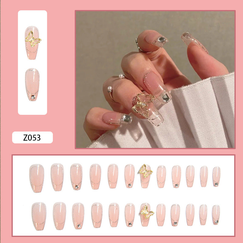 Crystal Butterfly Fake Nail Nails Finished Wear