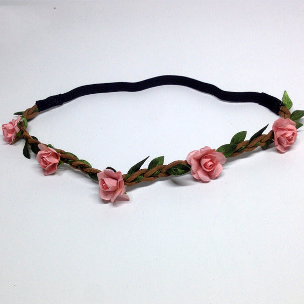 Rose Flower Headband Wreath Bridal Korean Style