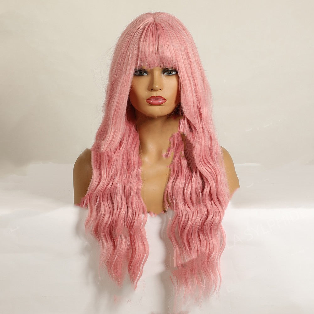 Air Bangs Wavy Long Curly Hair  Chemical Fiber Wig Female