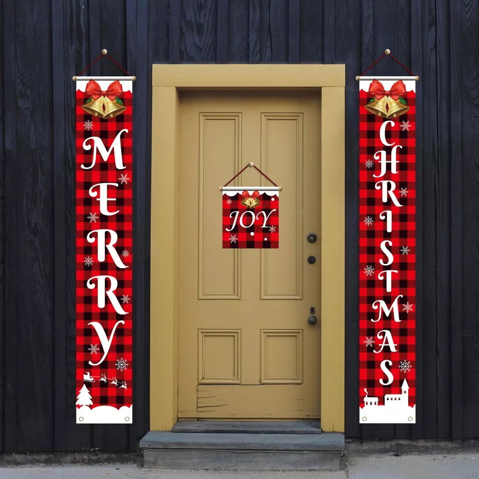 Christmas decorations Christmas couplets curtains Christmas banners pull flags Christmas curtains hanging flags window pendants