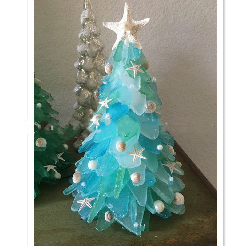 DIY Christmas Decoration Blue Christmas Tree Glass Creative Unique Decoration