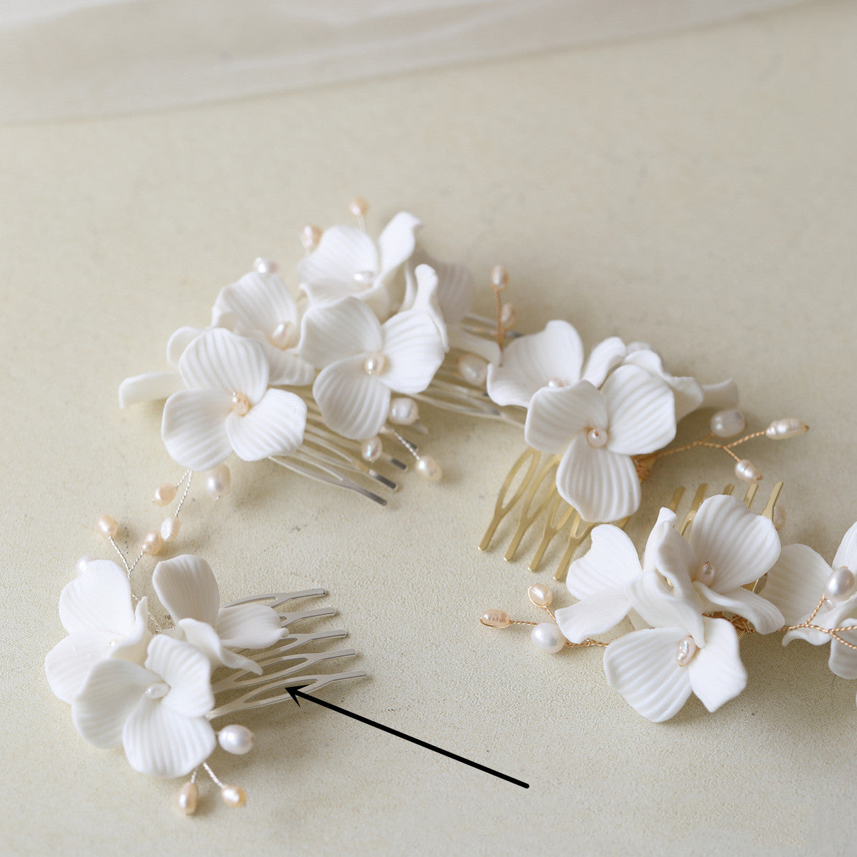 Ceramic Large Flower White Bridal Headdress