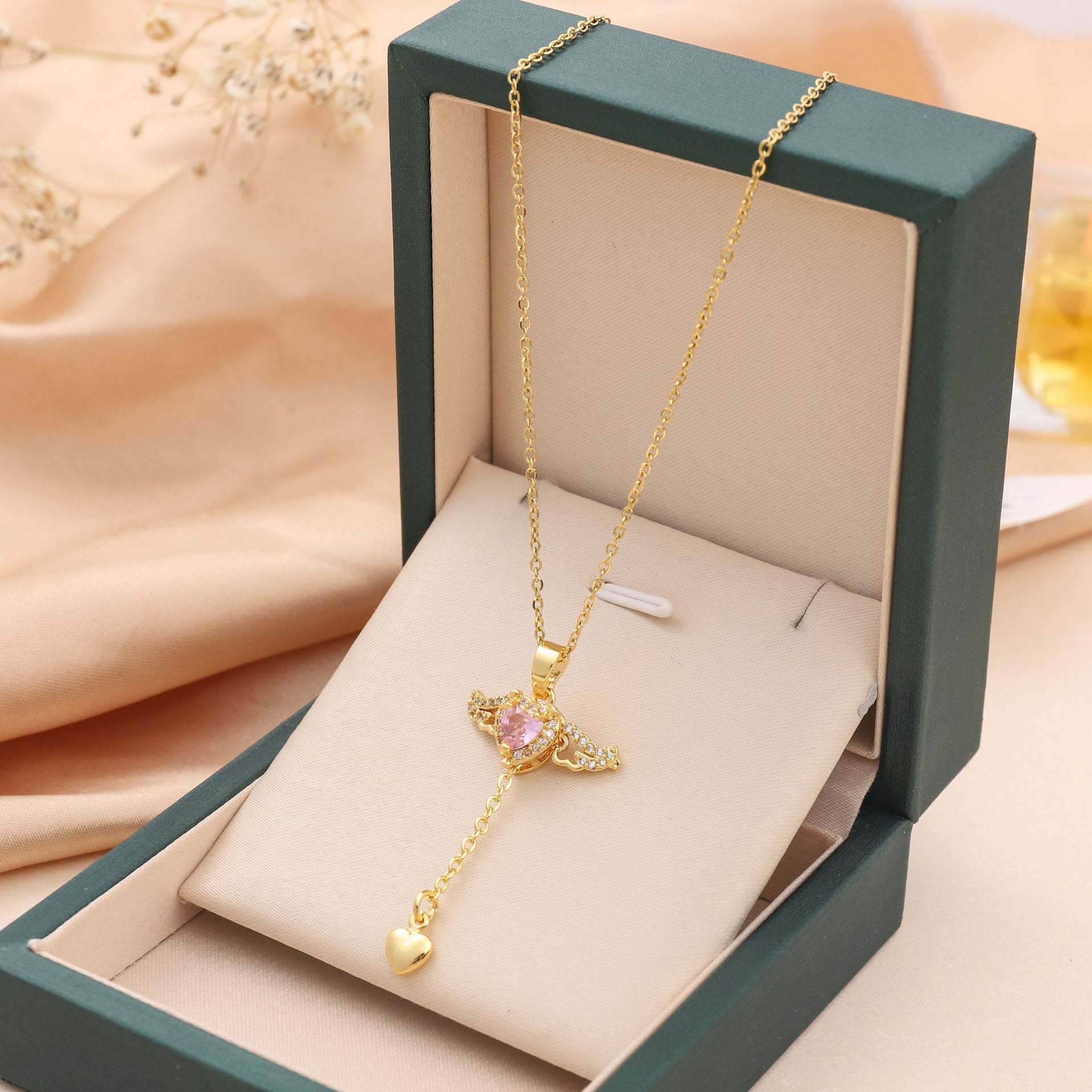 Amor Herz Engel Flügel Quaste Halskette Schlüsselbein Kette Frauen Schmuck Geschenk Valentinstag