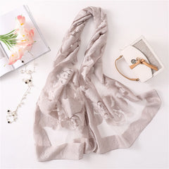 new brand women scarf fashion hollow Embroidery silk scarves lady shawls and wraps spring summer sunscreen beach stoles