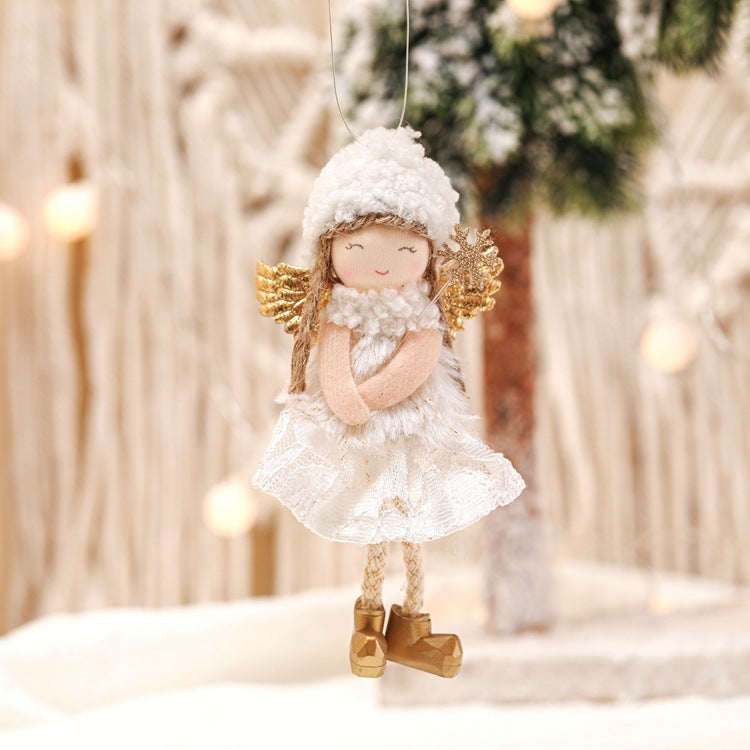 Christmas Lace Angel Doll Christmas Tree Small Pendant Lift Snowflake Girl Christmas Show Window Decorations Accessories