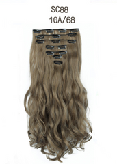 Inter-color T-color chemical fiber hightemperature silk clip hair clip hair extension hair clip long roll wig