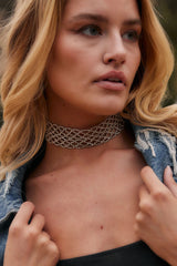 Courtney Silver Rhinestone Choker Necklace