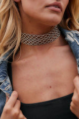 Courtney Silver Rhinestone Choker Necklace