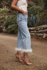 Addison Faux Feather Trim Jeans