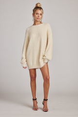 Adela Cream Long Sleeve Knit Sweater Dress