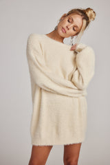 Adela Cream Long Sleeve Knit Sweater Dress