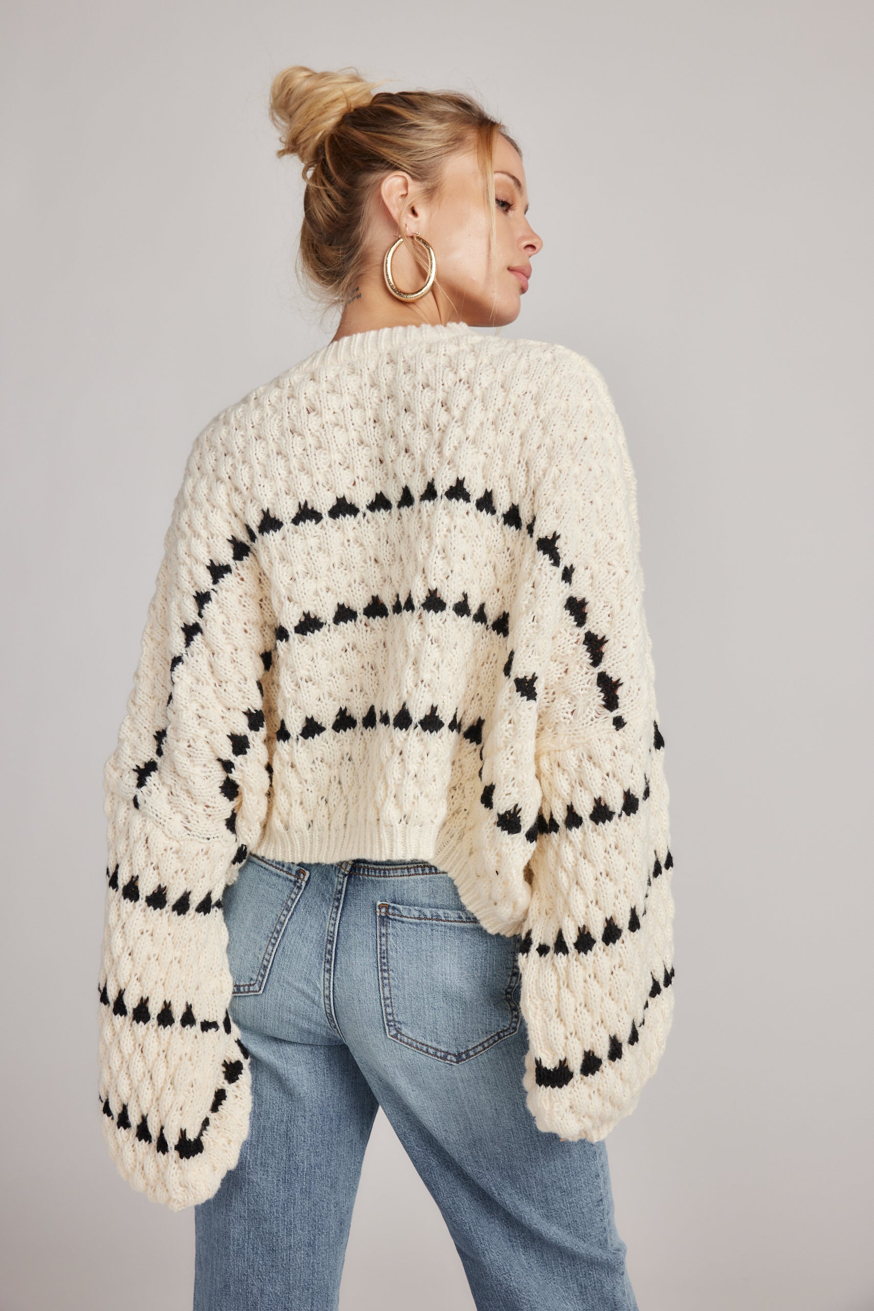 Breanne Beige Balloon Sleeve Sweater