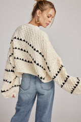 Breanne Beige Balloon Sleeve Sweater