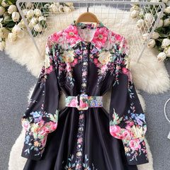 Rose Black Floral Dress