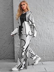 Black Grey Doodle Co-ord Set