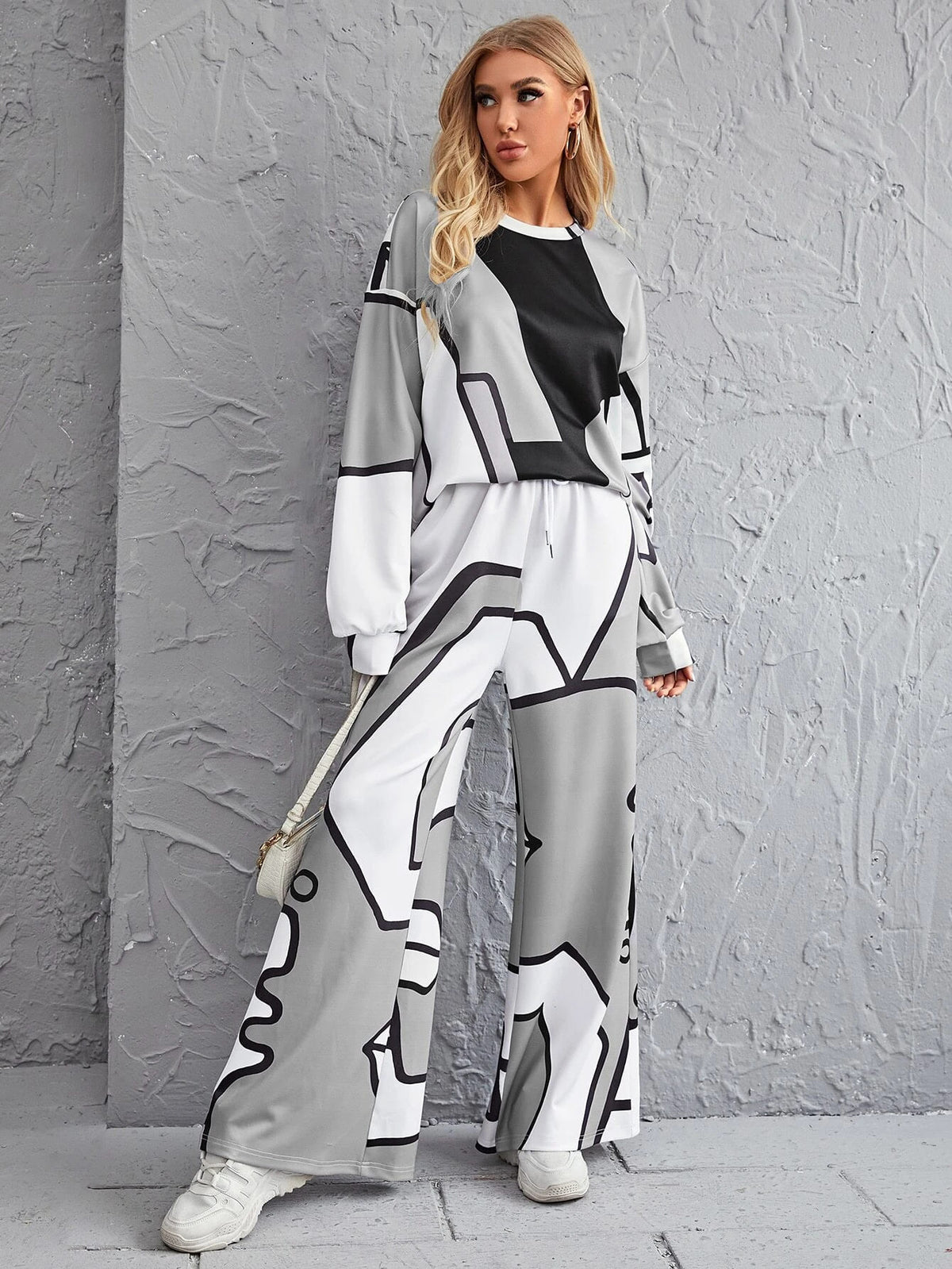 Black Grey Doodle Co-ord Set