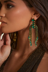 Chloe Emerald Rhinestone Drop Earrings