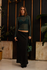 Claire Emerald Mesh Long Sleeve Top