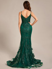 Custom Size Sequin Embroidered See-through Mermaid Prom Dress