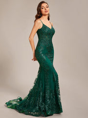 Custom Size Sequin Embroidered See-through Mermaid Prom Dress