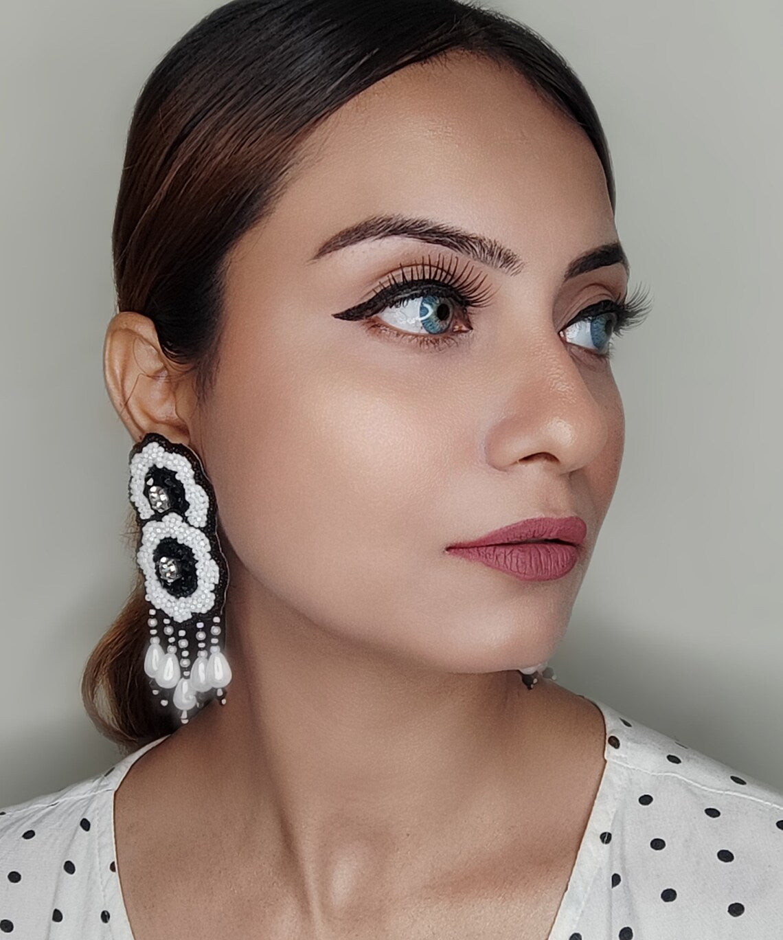 Elpida White Earring