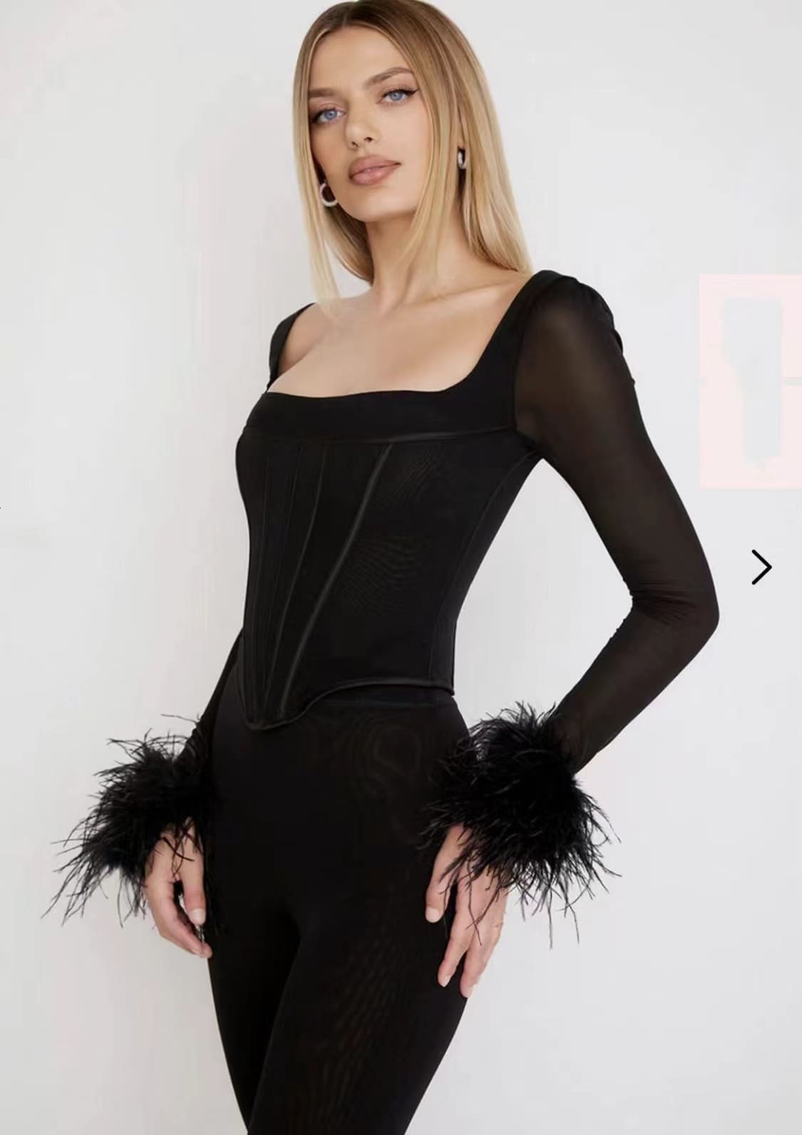 Feather Black Corset Top