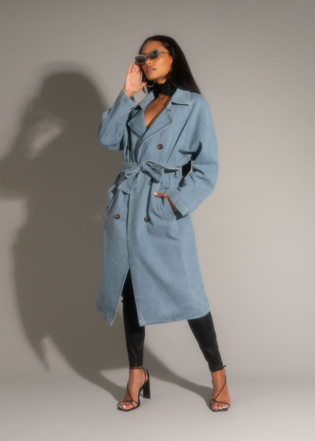 Cassis Denim-Trenchcoat in heller Waschung